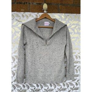 BRODIE 100% Cashmere Donegal Speckled Sweater | Light Academia Half Zip XS